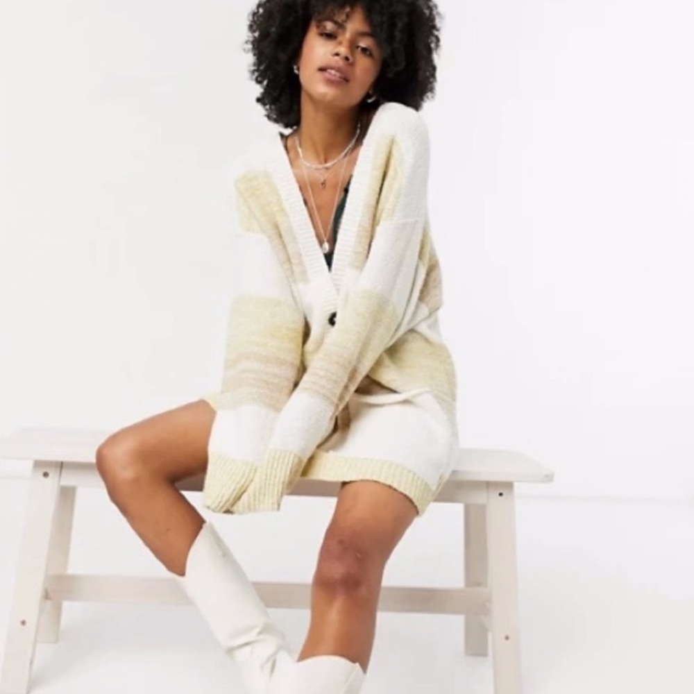 Free People Southport Grains Combo Cream Stripe Beach Cardigan